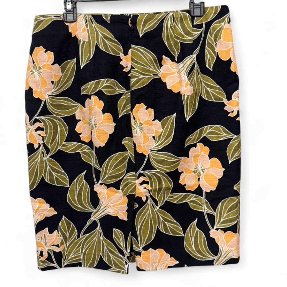 Ann Taylor Black Skirt with Orange Floral Design - Picture 3 of 6